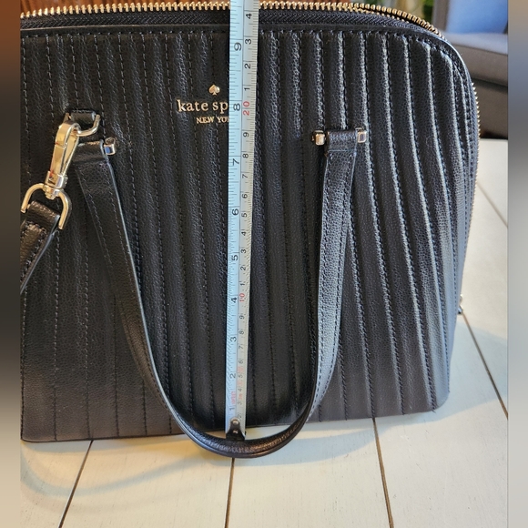 Kate Spade Black Leather Patterson Drive Quilted Large Dome Satchel Adjustable - Picture 13 of 13